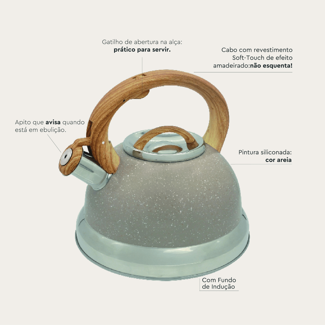 Chaleira com Indução e Apito 2,7 Litros