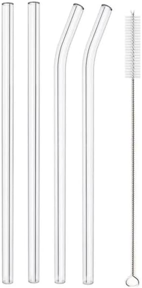 Canudos de Vidro ou Inox Reutilizáveis – Kit com 4 + Escova