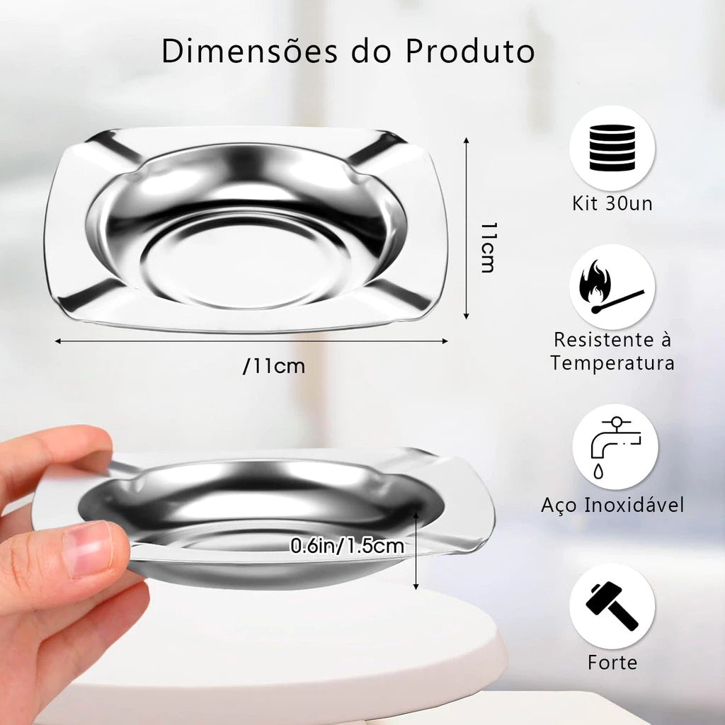 Cinzeiro Clássico - Inox e Dourado