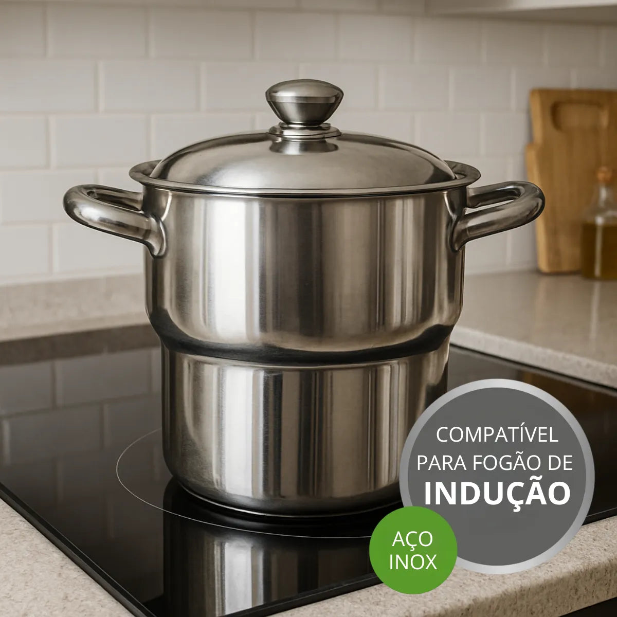 Cuscuzeira Inox Indução 16 × 20 cm Lyor ou Linha B