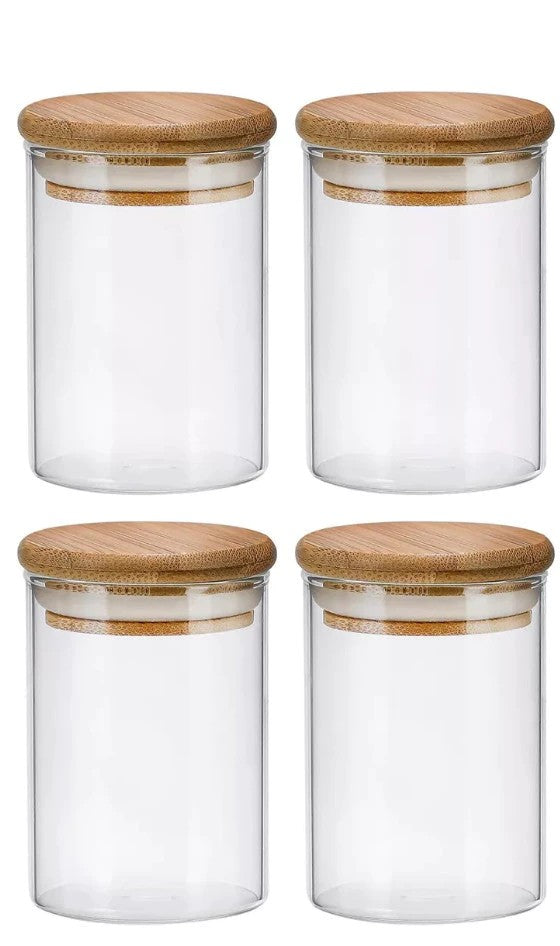 Pote de Vidro Hermético 250ml - Tampa de Bambu